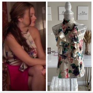 Blair Waldorf Floral Ruffle Halter Blouse (XS) — As Seen on Gossip Girl 💐✨